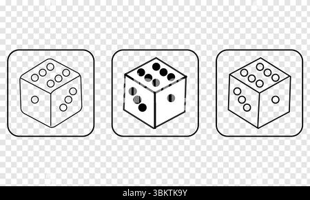 Plastic gaming dice. 3d illustration isolated on white background Stock Vector