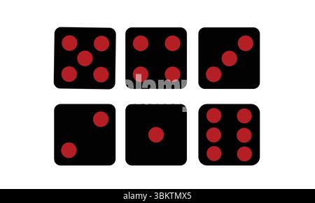 Dice cube dot numbers from one to six icon set. board game or casino gambling vector illustration. Stock Vector