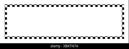 Square frame with checkered print. Rectangular vignette with checkerboard, rally flag or chess game pattern isolated on white background. Stock Vector