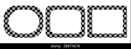 Frame borders set. Abstract check patterns. Geometric design. Vector illustration. Stock Vector