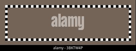 Rectangle frame with checkered print on borders. Rectangular vignette with checkerboard Stock Vector