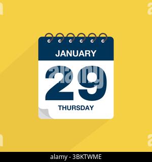 Calendar with date January 29. Day calendar icon vector, event calendar reminder, business schedule date sign, deadline template, appointment symbol Stock Vector