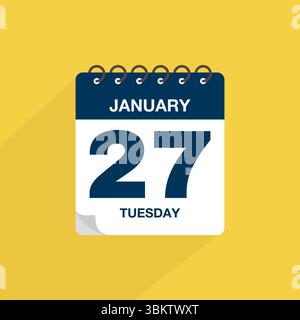 Calendar with date January 27. Day calendar icon vector, event calendar reminder, business schedule date sign, deadline template, appointment symbol Stock Vector