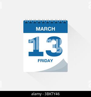 Day calendar with date March 13. Calendar icon vector. Event calendar reminder, business schedule date sign, deadline template, appointment symbol Stock Vector