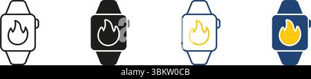 Smartwatch Fitness and Health Line and Solid Icon Set. Wearable Technology and Gadget Symbol Collection. Isolated Vector Illustration Stock Vector
