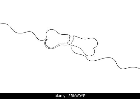 Single line dog bone icon outline in minimal style Stock Vector