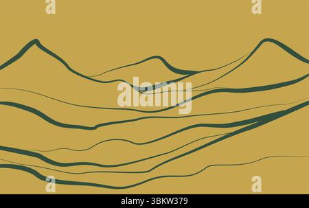 Abstract Line Art Simple and Minimalist Mountain Background Stock Vector