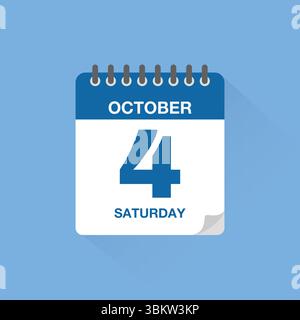 Day calendar with date October 4. Calendar icon vector. Event calendar reminder, business meeting schedule date sign, appointment date symbol. Stock Vector