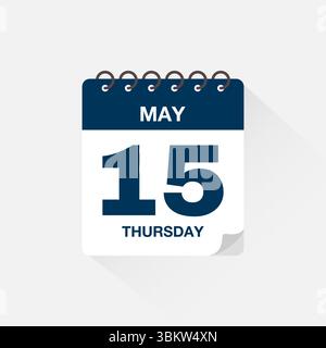 Calendar with date May 15, day calendar icon vector illustration. Event calendar reminder template, business meeting schedule, appointment date symbol Stock Vector