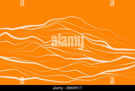 Minimalist Mountain Line Art Abstract Background With Orange Color Stock Vector