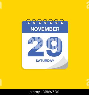 Day calendar with date November 29. Calendar icon vector. Event calendar reminder, business meeting schedule date sign, appointment date symbol. Stock Vector