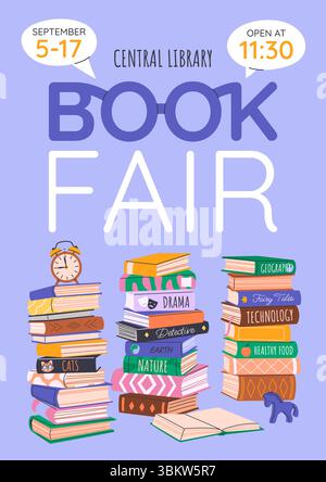 Book Fair or Festival Vertical Poster. Stock Vector