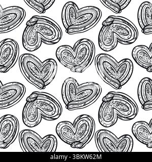 Seamless vector pattern of sweet buns, buns. All objects are hand-drawn in vector in gray. For printing on wrapping paper, fabric, for the design of Stock Vector