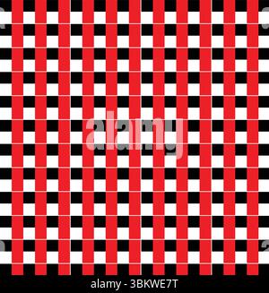 Abstract geometric pattern with red white and black blocks creating a seamless texture. Stock Vector