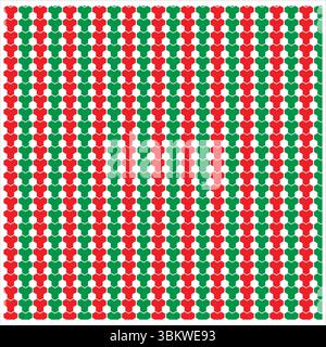 Abstract geometric pattern design with red and green interlocking shapes on a white background Stock Vector