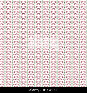 Elegant pattern of red leaves and green flowers on a white background, seamless design Stock Vector