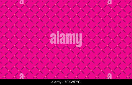 Bright magenta geometric pattern with intersecting lines and dot elements creating repeating visuals Stock Vector