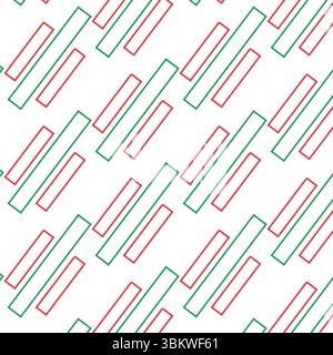 Repeating pattern of red and green rectangles on a white background for festive designs Stock Vector