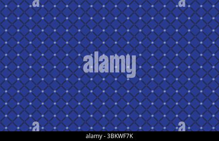 Elegant royal blue seamless geometric pattern featuring diamonds and white dot accents Stock Vector