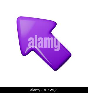 Purple glossy 3D arrow pointing downward, perfect for navigation or download icons. Vector illustration emphasizes bold design, modern aesthetics, and Stock Vector