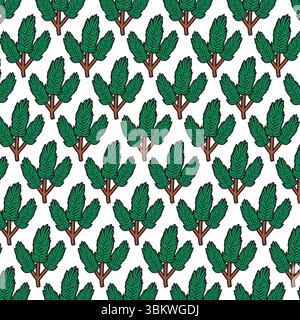 Seamless Pine Branch Pattern Background Color. Vector Illustration. Stock Vector