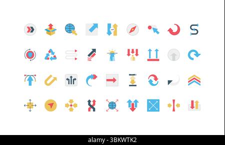 Flat resize window icon set on round color background Stock Vector ...