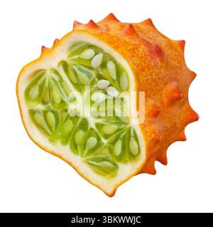 Kiwano horned cucumber isolated on white background Stock Photo