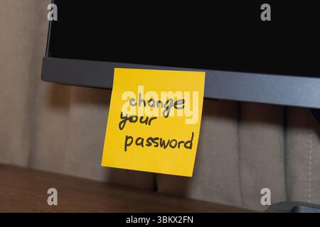 Important reminder to change password on computer Stock Photo