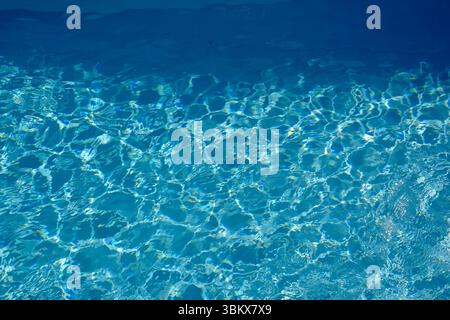 Reflections and water movement on a swimming pool with blue surface Stock Photo
