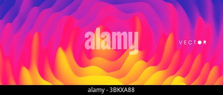 3D wavy background with ripple effect. Abstract vector illustration. Design template. Modern pattern. Stock Vector