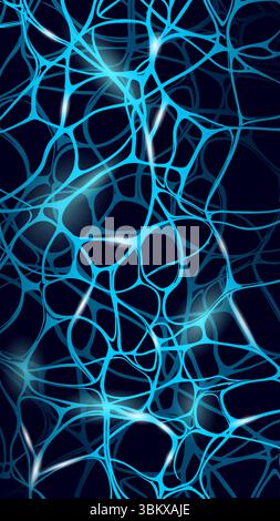 Abstract connected lines illustration. Interconnected network plexus visual modern graphic. Science technology medicine biology background. Dark Stock Vector