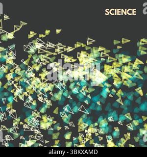 Array with dynamic emitted particles. Abstract background. Bokeh effect. Motion vector illustration. Stock Vector