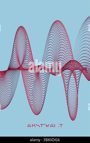 Sound waves. Big data visualization. Array with dynamic particles. Abstract grid design. 3d vector illustration for science or technology. Stock Vector