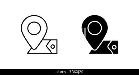 Universal location pin icon set for maps, GPS navigation, and place markers. Essential for travel, delivery, and digital applications. Stock Vector