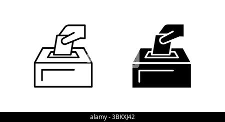 Clear hand voting box icon set for elections, democracy, and public choice. Ideal for politics, civics, and decision-making themes. Stock Vector