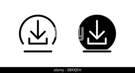 Universal download arrow cloud icon set for data transfer, digital storage, and file downloads. Essential for web apps and system interfaces. Stock Vector
