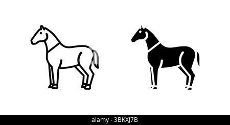 Elegant horse animal icon set representing farms, equestrian sports, and rural life. Great for agriculture, nature, and racing themes. Stock Vector