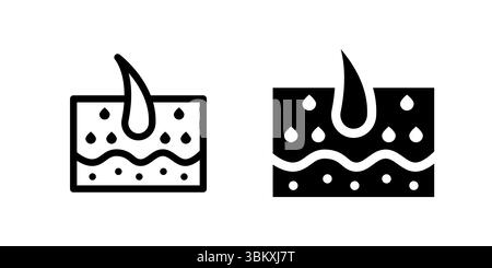 Detailed epiderm skin hair follicle icon set representing dermatology, hair health, and skin conditions. Ideal for medical, cosmetic, and wellness the Stock Vector