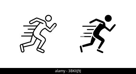 Dynamic fast run speed icon set for athletes, sport, and physical activity. Perfect for fitness, competition, and healthy lifestyle themes. Stock Vector