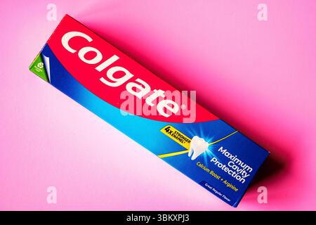 London UK, June23 2025,  Colgate Maximum Cavity Protection Toothpaste For Oral Hygiene Stock Photo