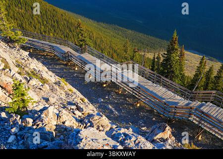 Banff Skywalk, a boardwalk stairway leading up to Sanson Peak on Sulphur Mountain in Banff National Park, Alberta, Canada Stock Photo