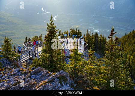 Banff Skywalk, a boardwalk stairway leading up to Sanson Peak on Sulphur Mountain in Banff National Park, Alberta, Canada Stock Photo