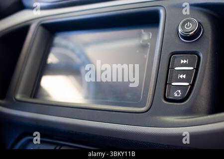Car multimedia panel with button and touch screen Stock Photo