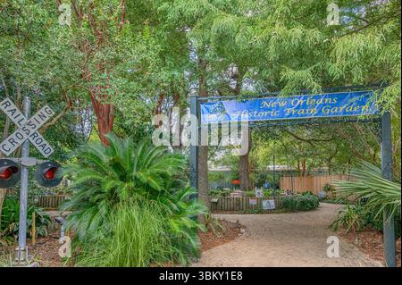 New Orleans Historic Train Garden at New Orleans Botanical Garden, in City Park, Louisiana, USA. Stock Photo