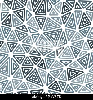 Pattern of triangle shapes. Multiple repeated inner triangles. Medium triangles size. Monotone style. Seamless pattern. Amazing vector tiles. Stock Vector