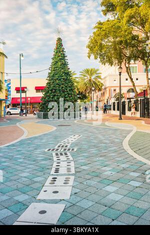 Christmas tree in Domino Park, Little Havana district, Miami, Florida, USA. Stock Photo