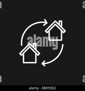 House Exchange Home Swap Icon, Property Transfer, Relocation And Real Estate Trade Stock Vector