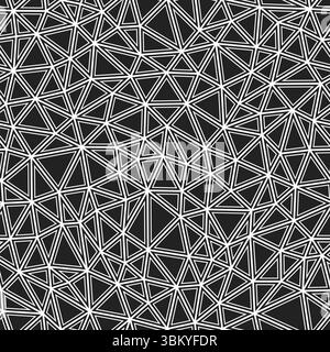 Triangles vector pattern. Small triangles size. Solid shapes in frames. Black and white style. Repeatable pattern. Stylish vector tiles. Stock Vector