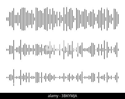 Voice message patterns. Equalizer symbol. Audio chat speech sound wave icons. Samples for mobile messenger, podcast online radio interface, music Stock Vector