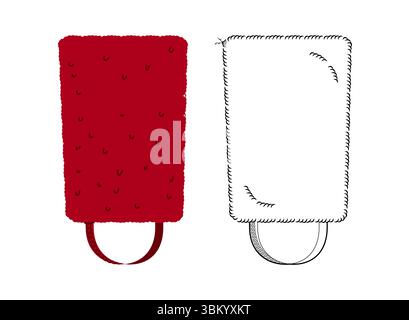 Bearskin Hat with chain strap. Summer Head Fashion accessory cap clothing technical illustration. Vector headgear for Men, women, unisex style, flat template CAD mockup sketch outline isolated Stock Vector